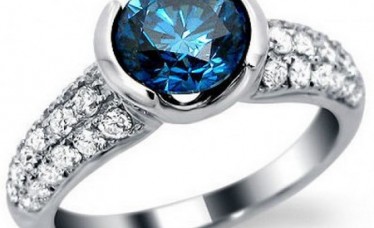 1.50Cts Blue Diamond Ring in 14k White Gold