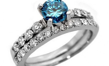 1.50Ct Blue Diamond Ring in 14k White Gold