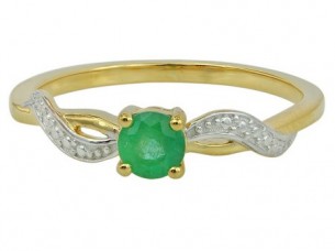 Emerald & Diamond 10k Gold Ring