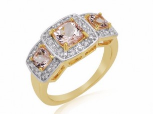 Pink morganite gemstones 10k gold ring