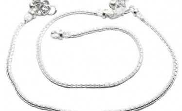 Charming simple Chain Silver Anklets Ankle Bracelet Chain Pair 9.4