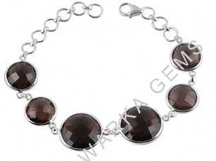 Smoky Quartz Bracelet 925 Sterling Silver Jewelry Wholesale