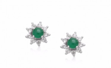 Elegant Star Designer Emerald white topaz gemstone stud earring 925 silver jewelry