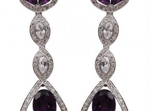 Chandelier earring Studded with Amethyst and Cubic Zircon in 925 sterling silver from India Exporters