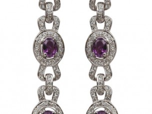 925 silver earring studded with Amethyst and Cubic Zircon from India Supplier