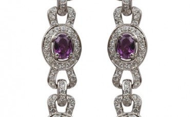 925 silver earring studded with Amethyst and Cubic Zircon from India Supplier