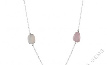 925 Sterling Silver Chalcedony Necklace with Nickel Free Rhodium Plating