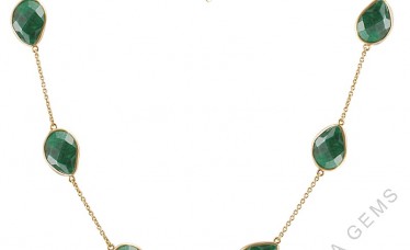 Green Onyx Studded Necklace 925 Sterling Silver