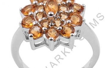 Floral Ring Studded with Citrine Gemstone in 925 Sterling Silver