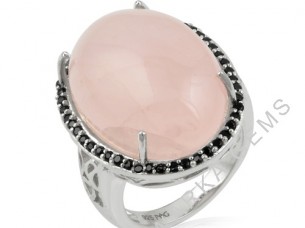 Stylish Rose Quartz and Black Spinel studded 925 Sterling Silver Ring Jewelry