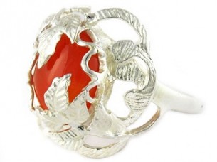 Designer Handmade Orange Carnelian 925 Sterling Silver Gemstone Ring