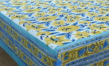 Floral Hand Block Printed Cotton Table Cloth