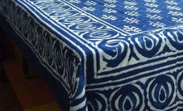 Indigo Hand Block Print Cotton Tablecloth