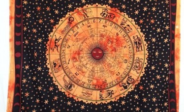 Astrology Horoscope Printed Indian Tapestry Wall Hanging