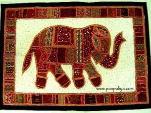 EXCLUSIVE COLLECTION OF WALL HANGING INDIAN TAPESTRY WITH ELEPHANT MOTIF SEQUINS HEAVY EMBROIDERED PATCH WORK ALL