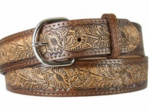Western Leather Belt with carving